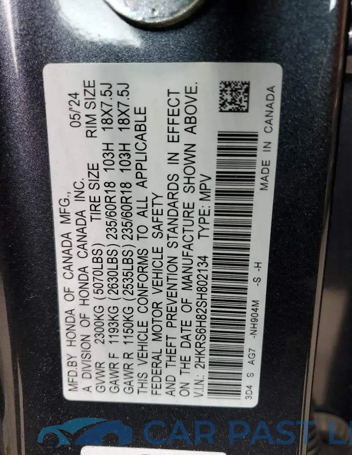 2HKRS6H82SH802134# 14
