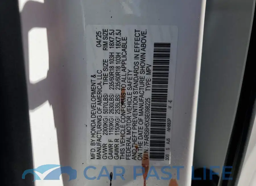 7FARS6H5XSE098225# 13