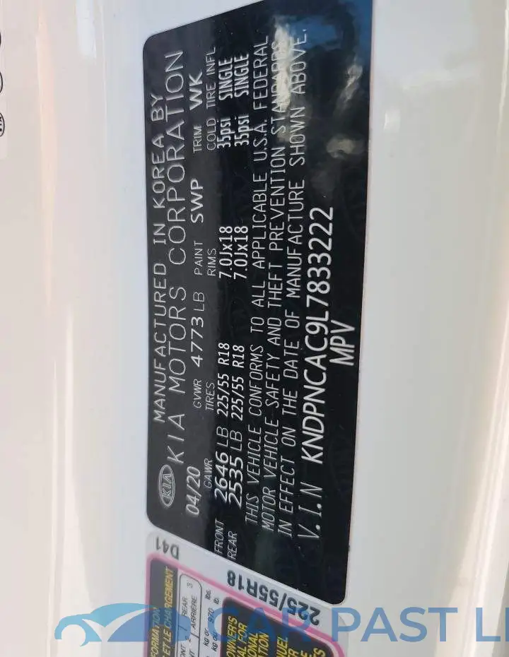 KNDPNCAC9L7833222# 13