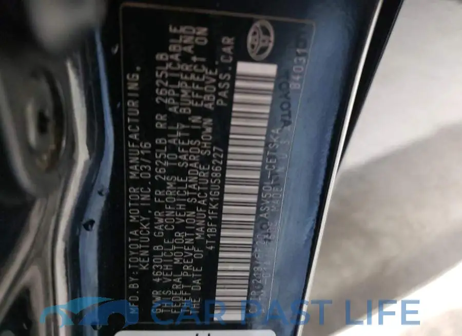 4T1BF1FK1GU586227# 12
