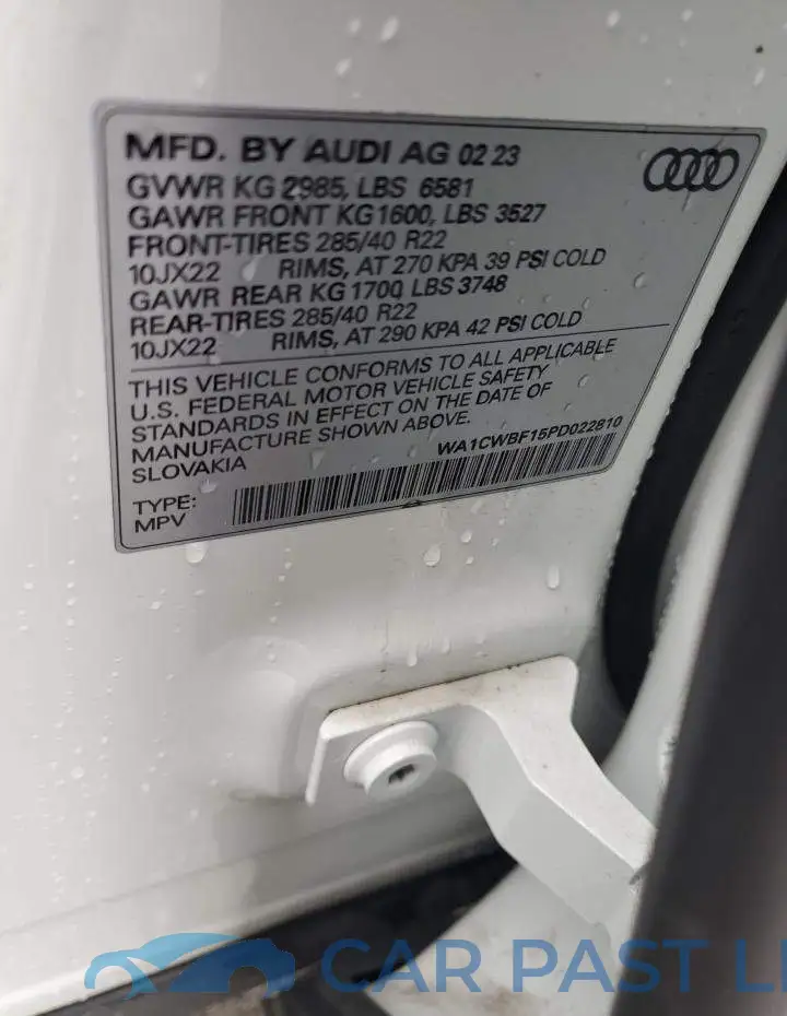 WA1CWBF15PD022810# 13