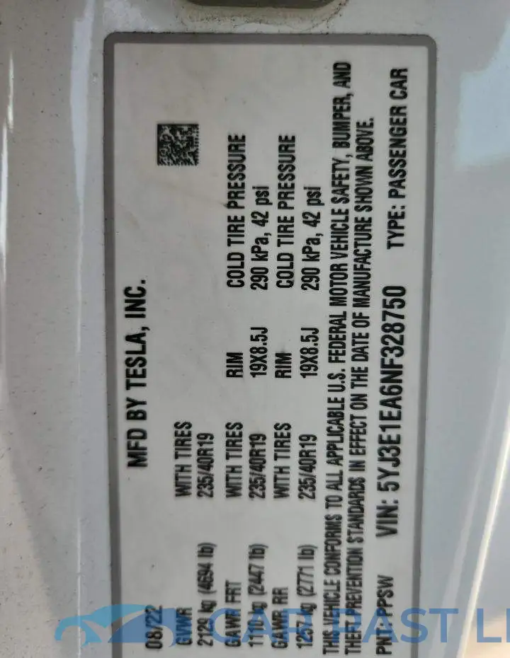 5YJ3E1EA6NF328750# 12