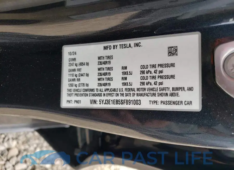 5YJ3E1EB5SF891003# 12