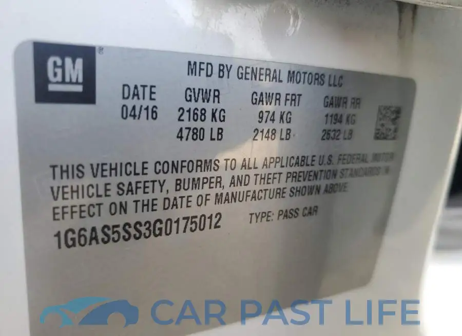 1G6AS5SS3G0175012# 13