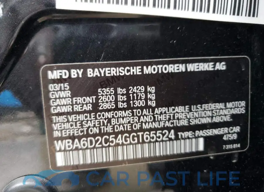 WBA6D2C54GGT65524# 12