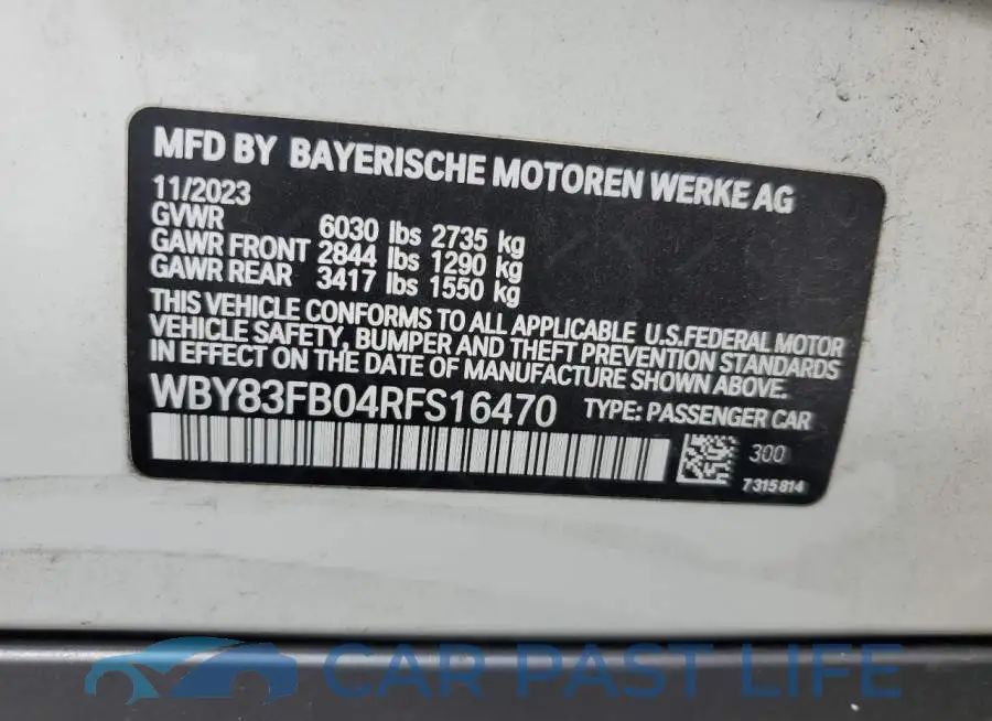 WBY83FB04RFS16470# 12