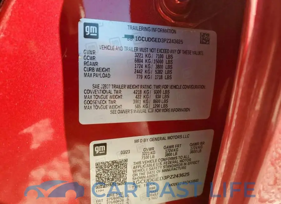 1GCUDGED3PZ243625# 12