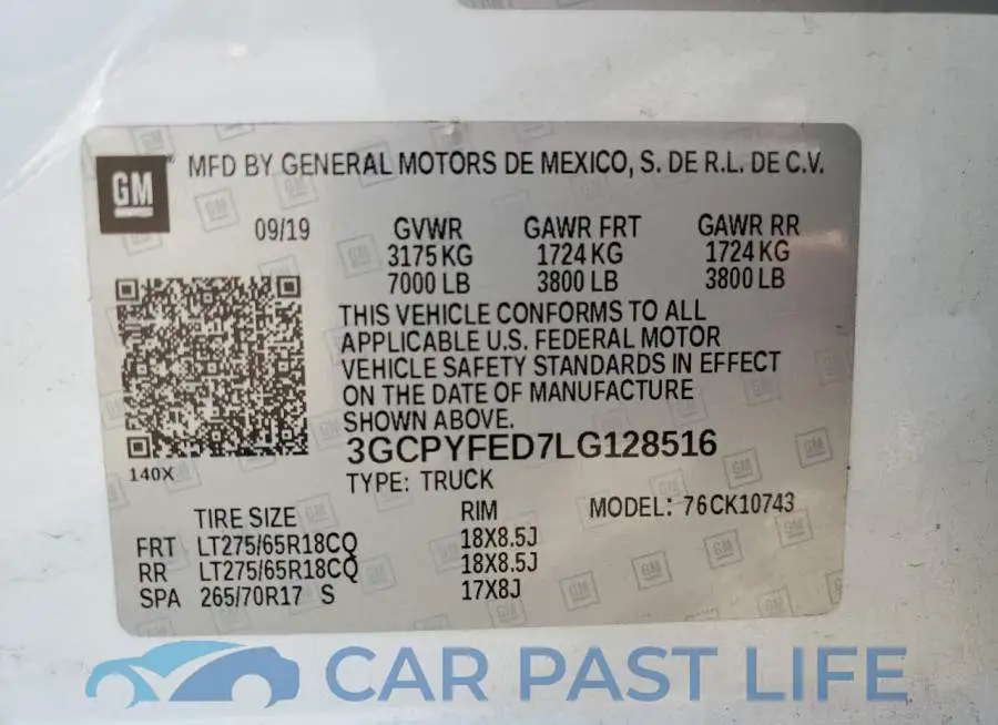 3GCPYFED7LG128516# 12