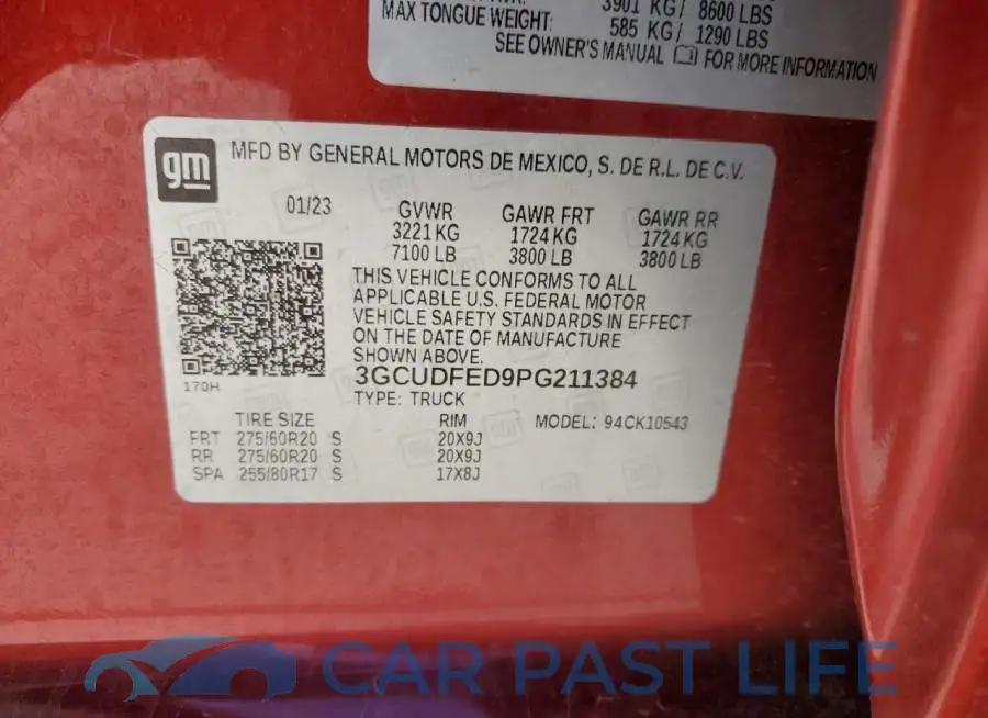 3GCUDFED9PG211384# 12
