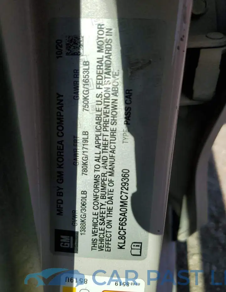 KL8CF6SA0MC729360# 12