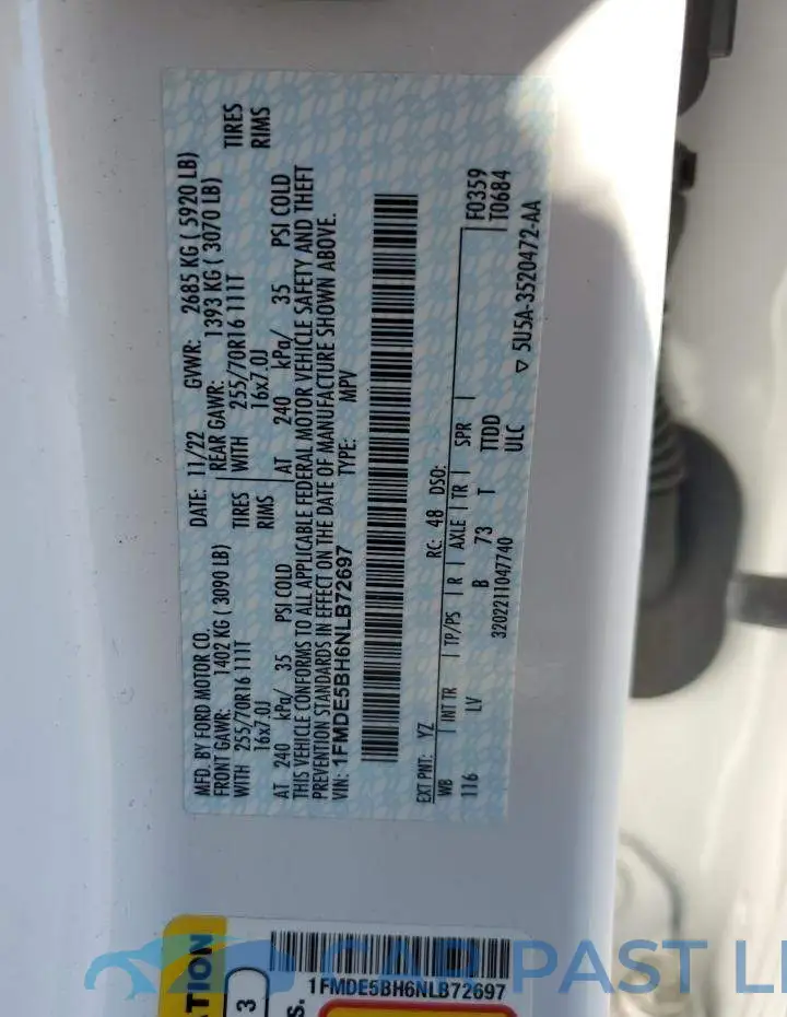 1FMDE5BH6NLB72697# 13