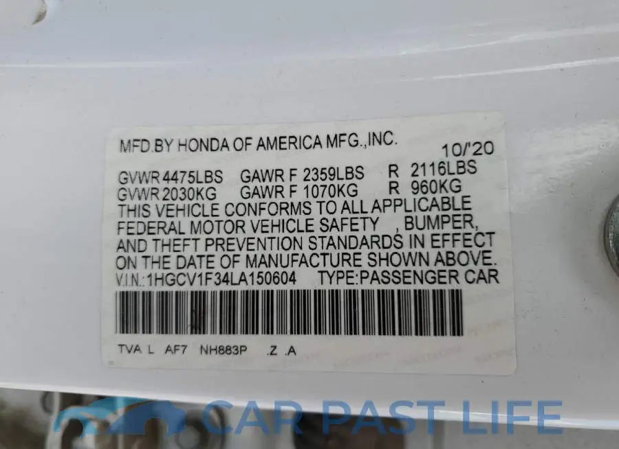 1HGCV1F34LA150604# 12