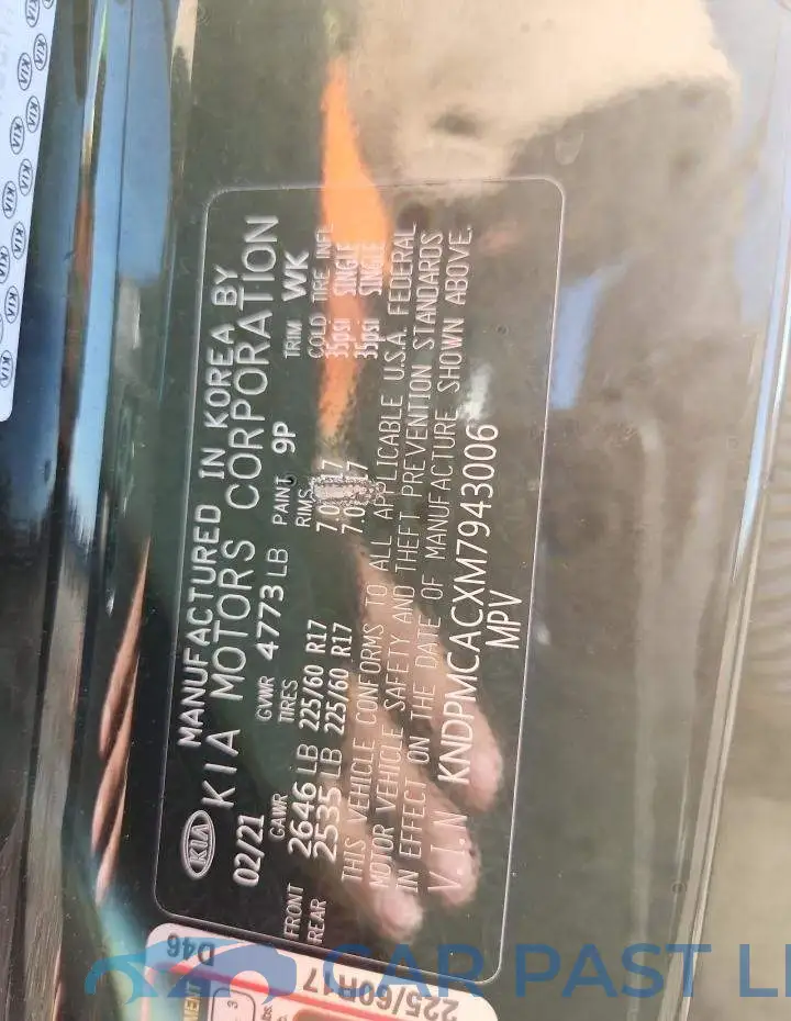 KNDPMCACXM7943006# 12