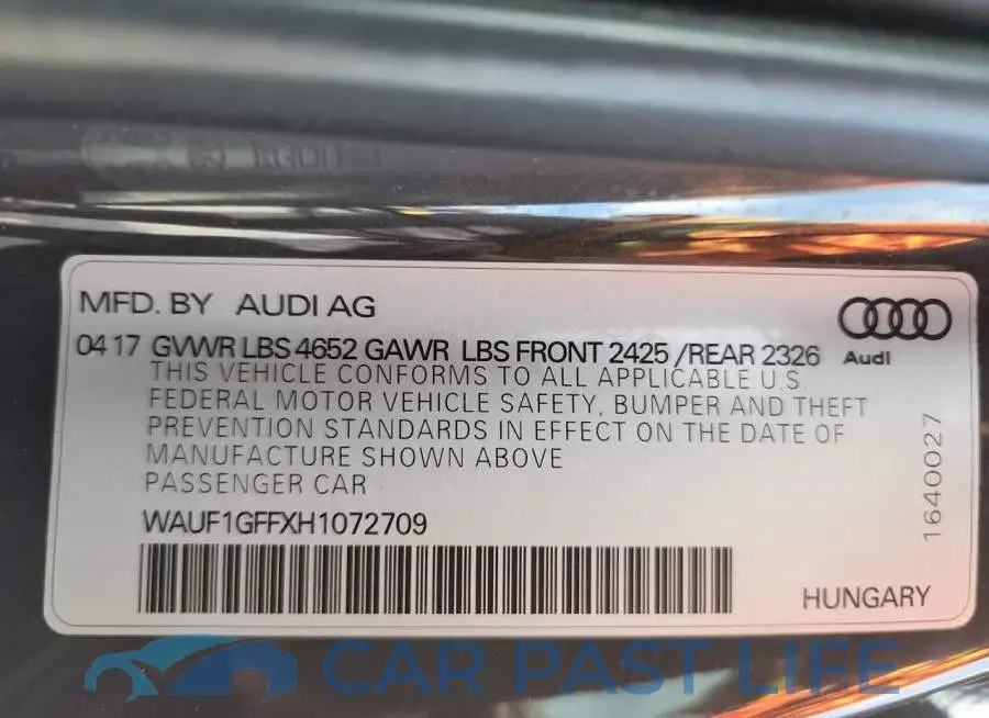 WAUF1GFFXH1072709# 12