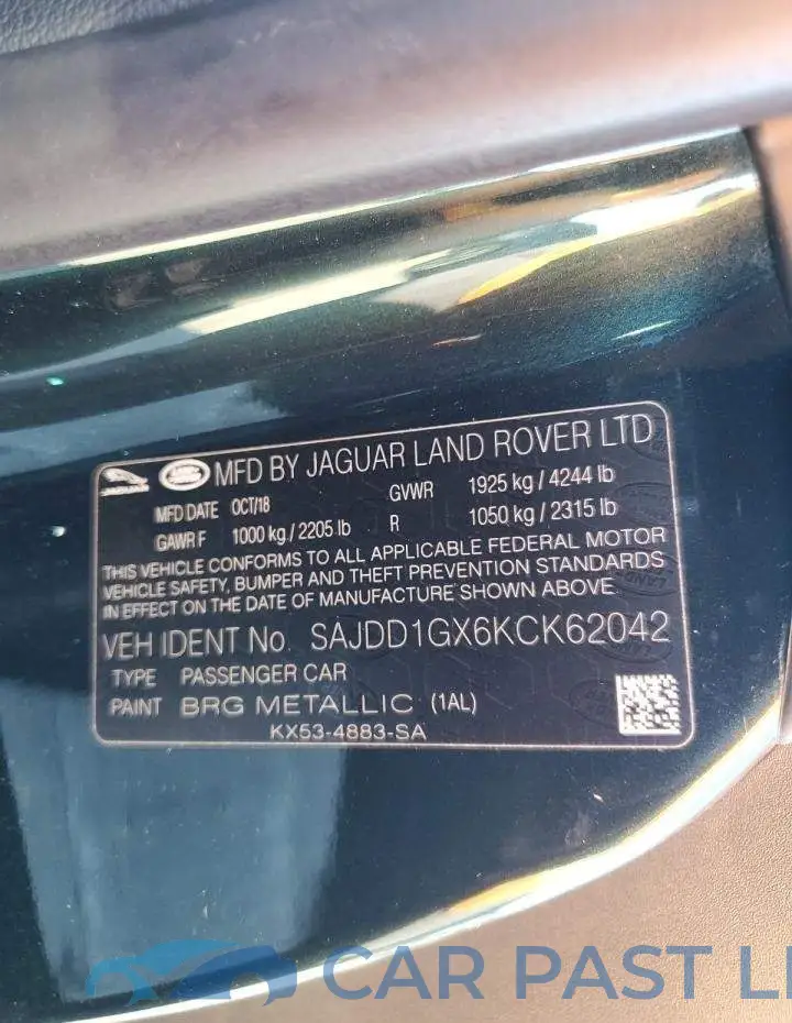 SAJDD1GX6KCK62042# 12