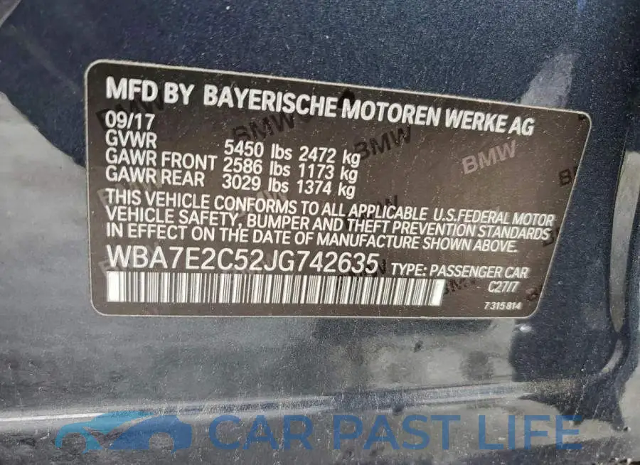 WBA7E2C52JG742635# 12