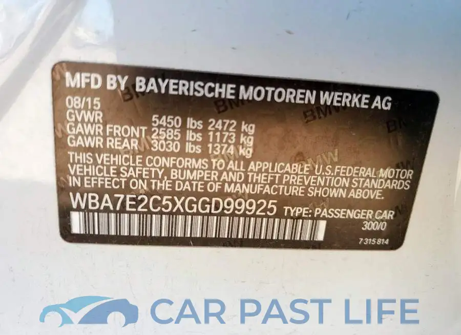 WBA7E2C5XGGD99925# 13