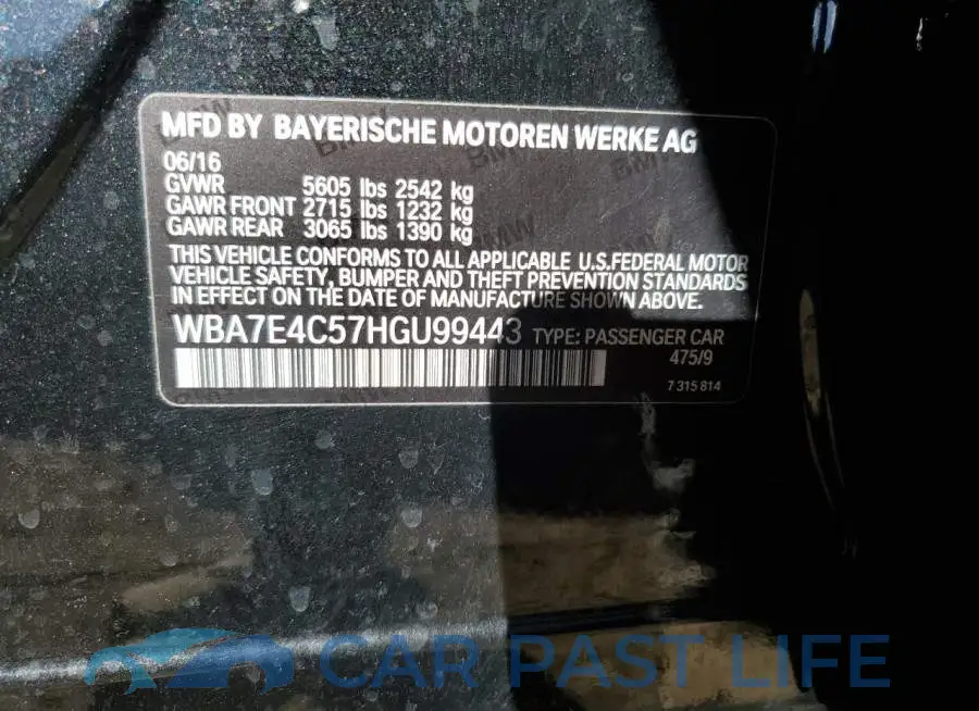 WBA7E4C57HGU99443# 12