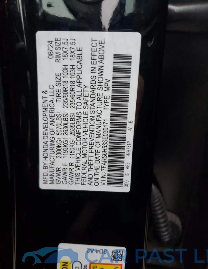 7FARS6H53SE030171# 14