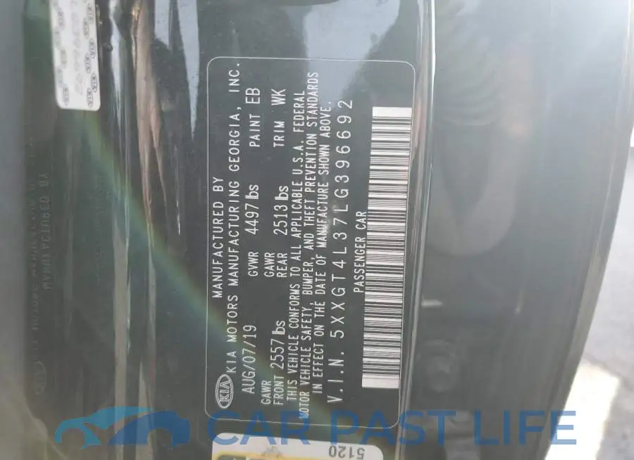 5XXGT4L37LG396692# 12