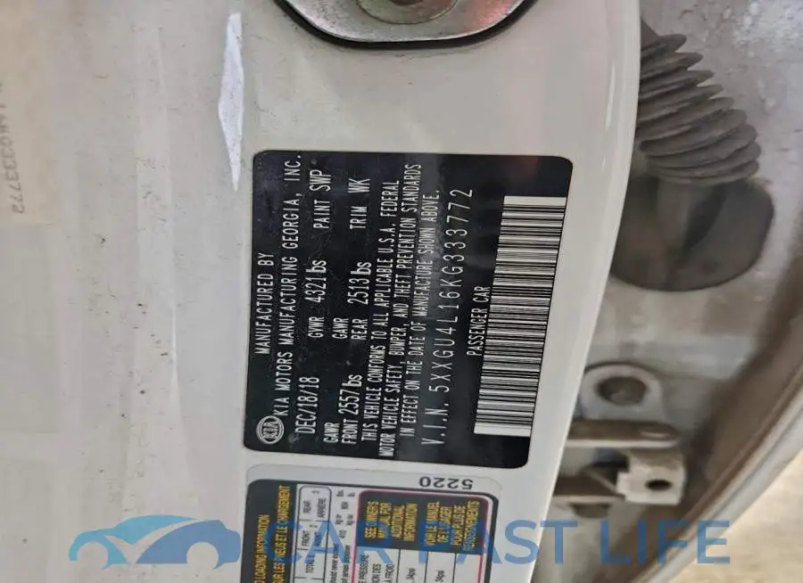 5XXGU4L16KG333772# 12