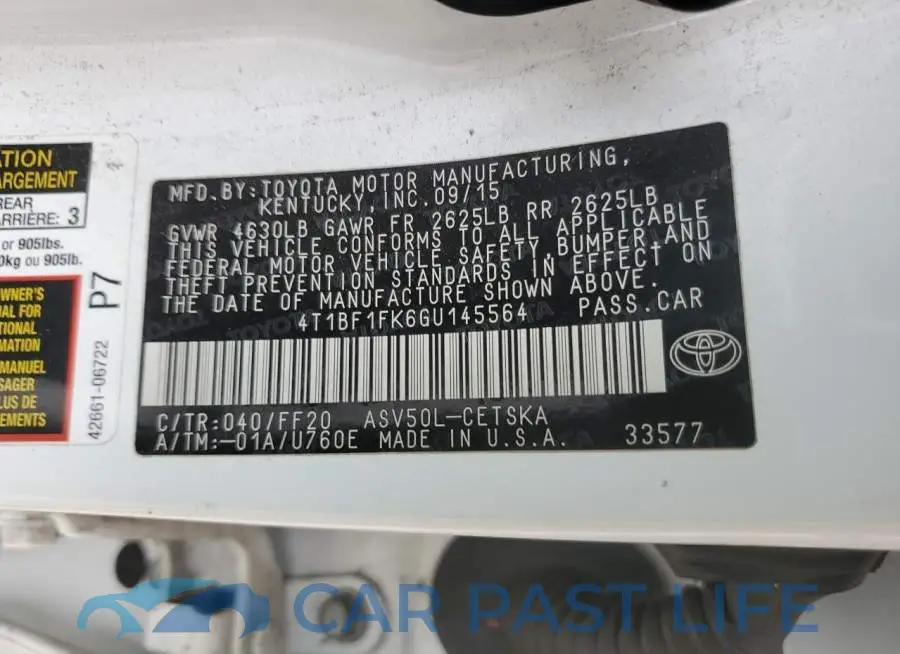 4T1BF1FK6GU145564# 13