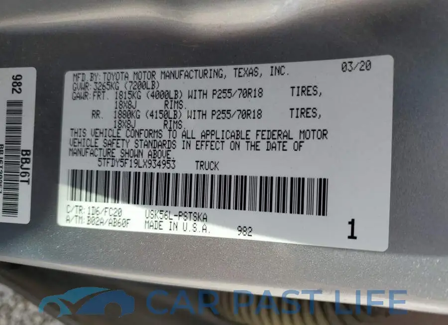 5TFDY5F19LX934953# 12