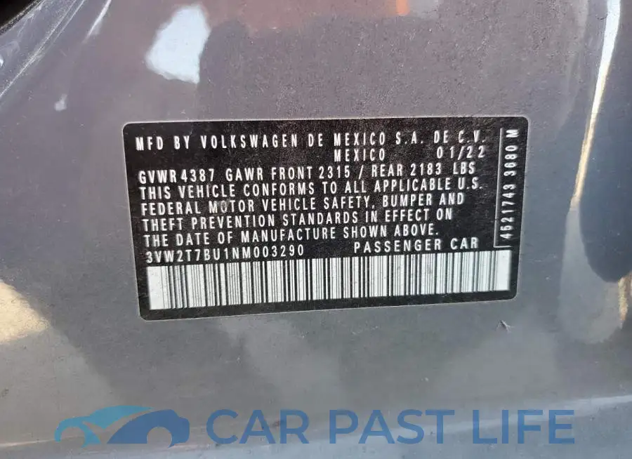 3VW2T7BU1NM003290# 12