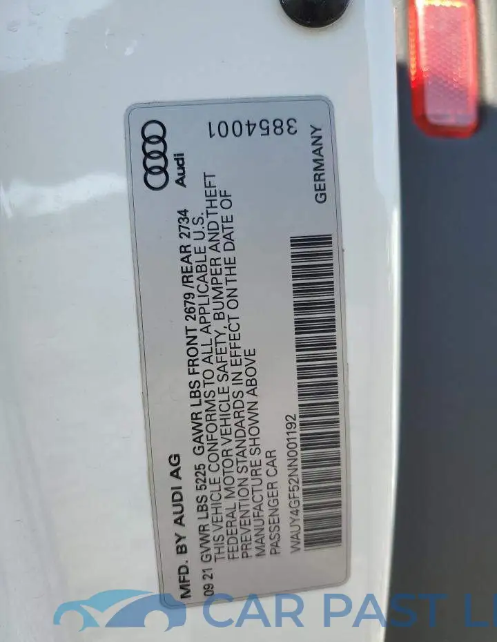 WAUY4GF52NN001192# 12