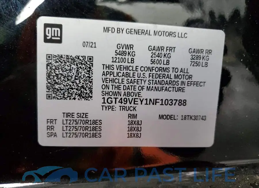 1GT49VEY1NF103788# 12