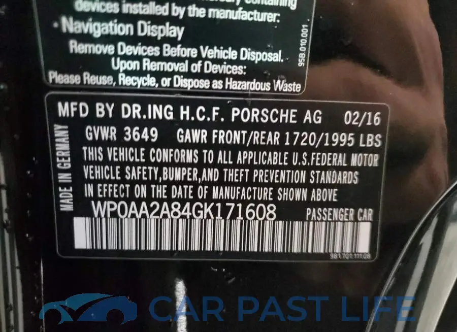 WP0AA2A84GK171608# 12