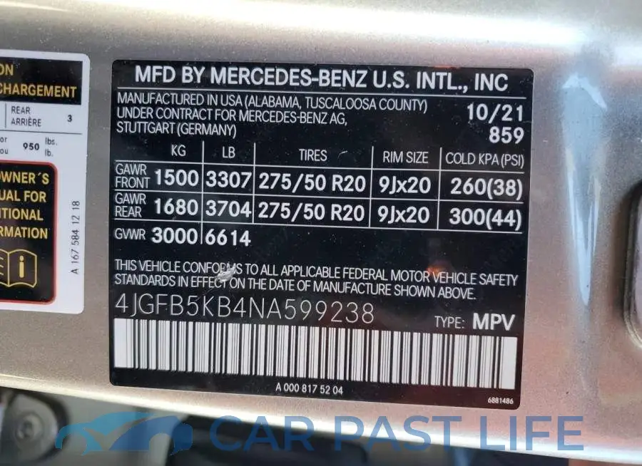 4JGFB5KB4NA599238# 13