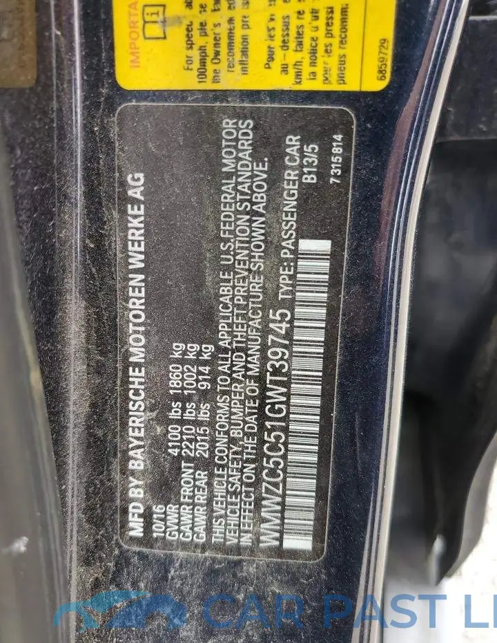 WMWZC5C51GWT39745# 12