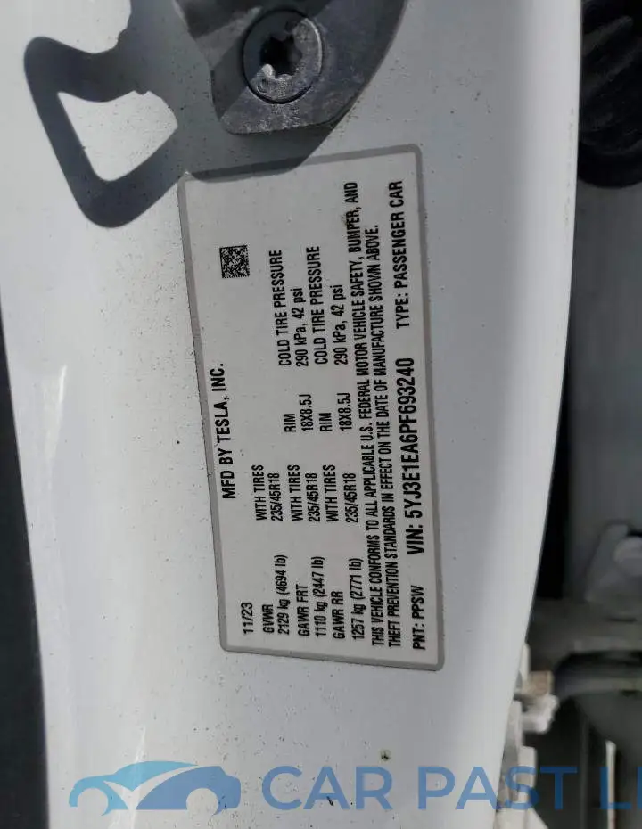 5YJ3E1EA6PF693240# 12