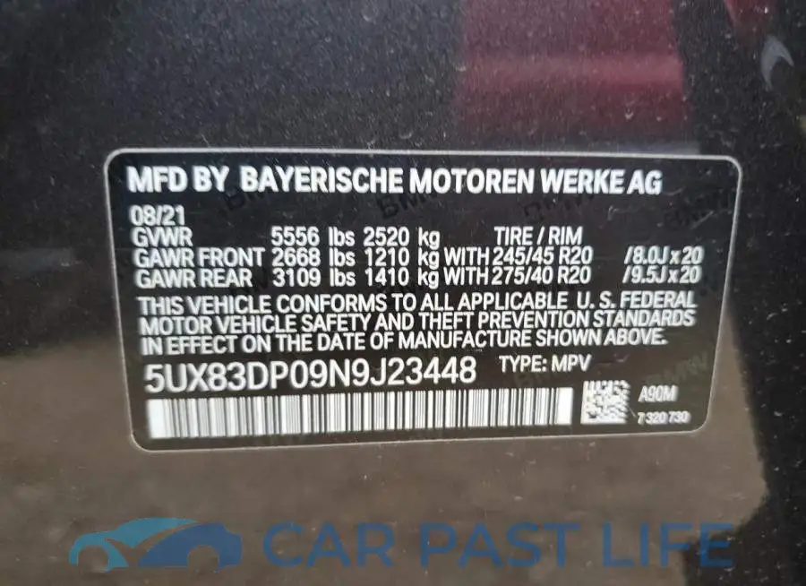 5UX83DP09N9J23448# 13