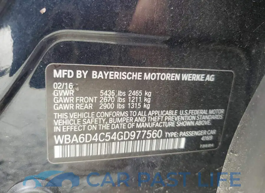 WBA6D4C54GD977560# 12