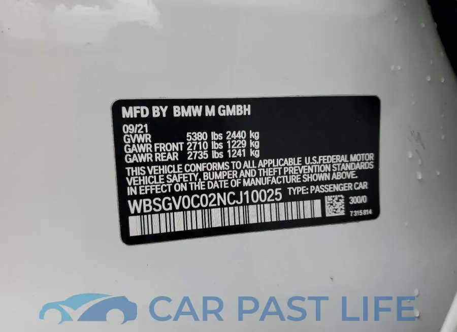WBSGV0C02NCJ10025# 12