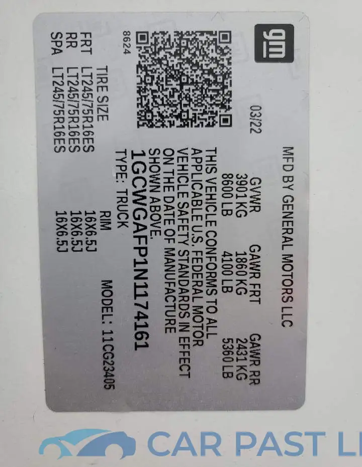 1GCWGAFP1N1174161# 13