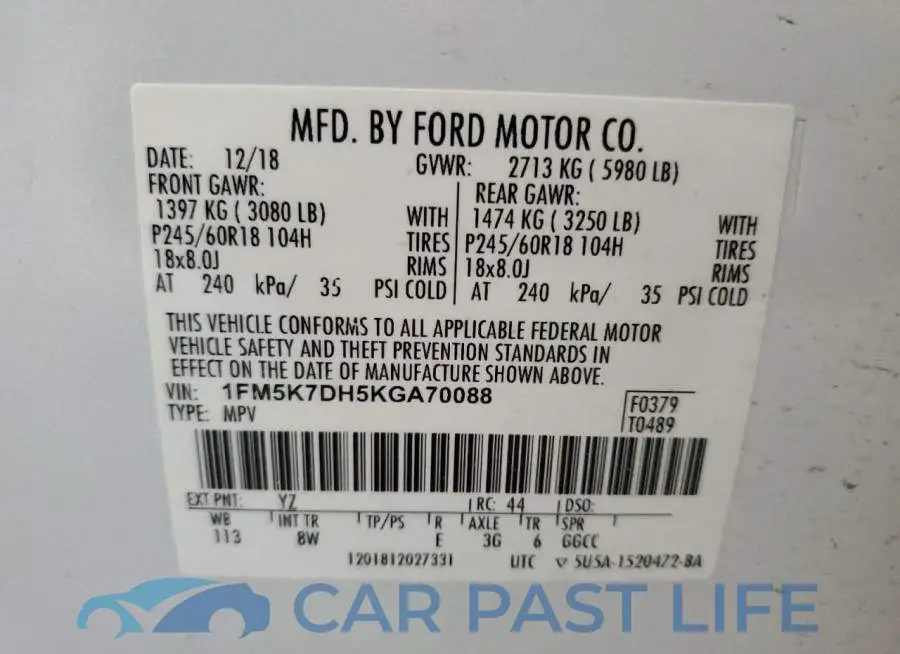 1FM5K7DH5KGA70088# 13