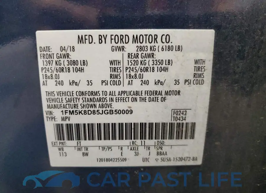 1FM5K8D85JGB50009# 13