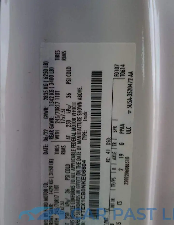 1FTEX1CB0NKE06604# 12