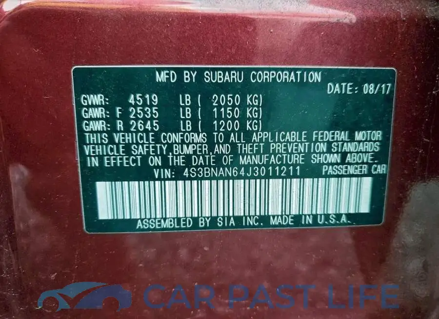 4S3BNAN64J3011211# 12