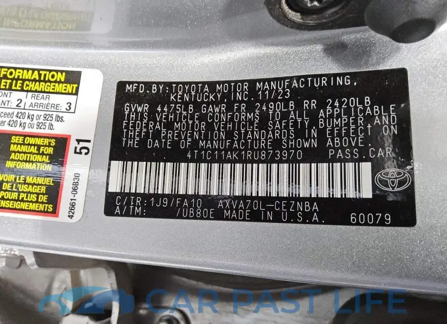 4T1C11AK1RU873970# 12