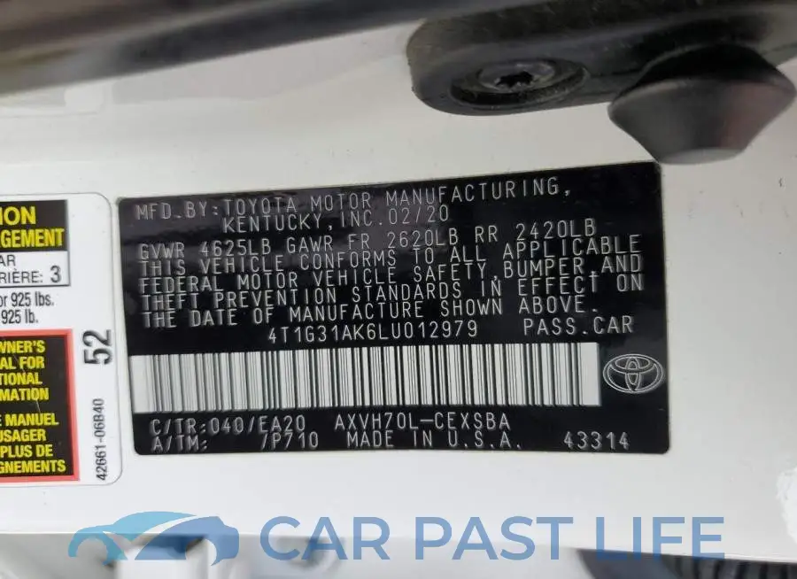 4T1G31AK6LU012979# 12