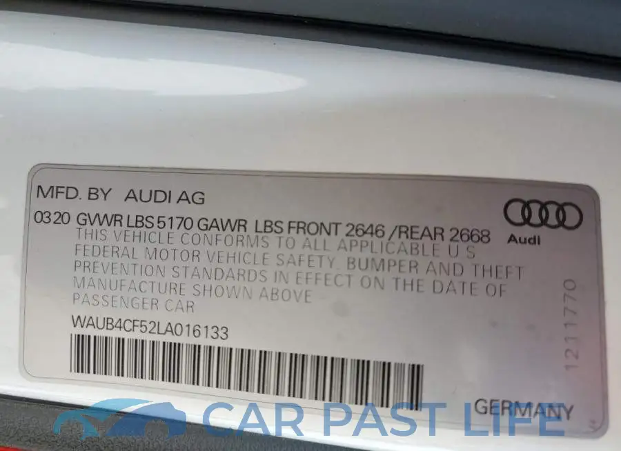WAUB4CF52LA016133# 14