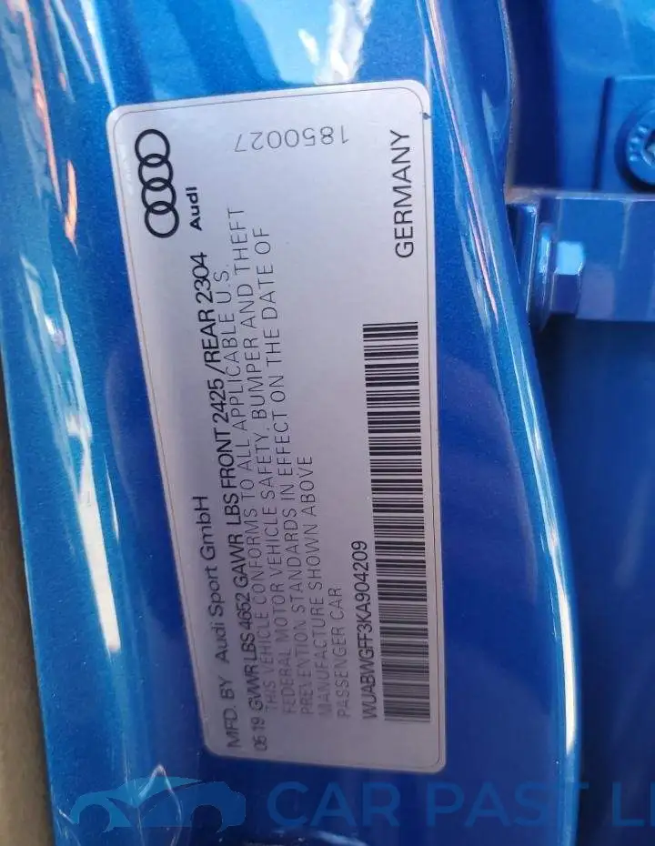 WUABWGFF3KA904209# 12