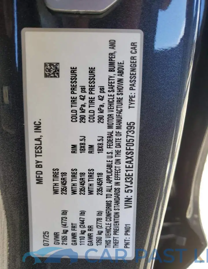 5YJ3E1EAXSF057395# 13