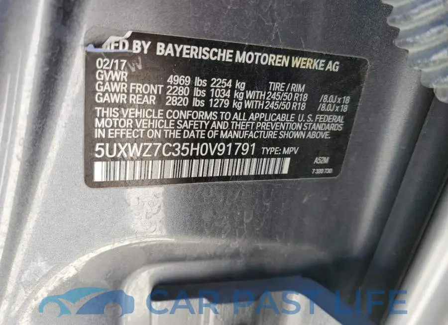 5UXWZ7C35H0V91791# 14