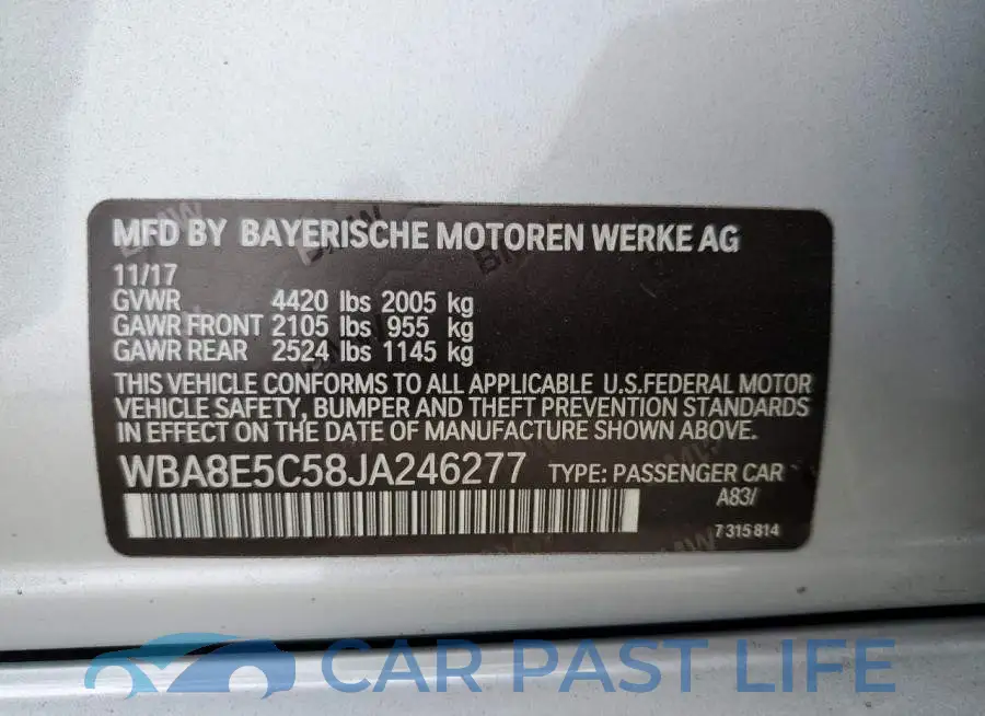 WBA8E5C58JA246277# 13