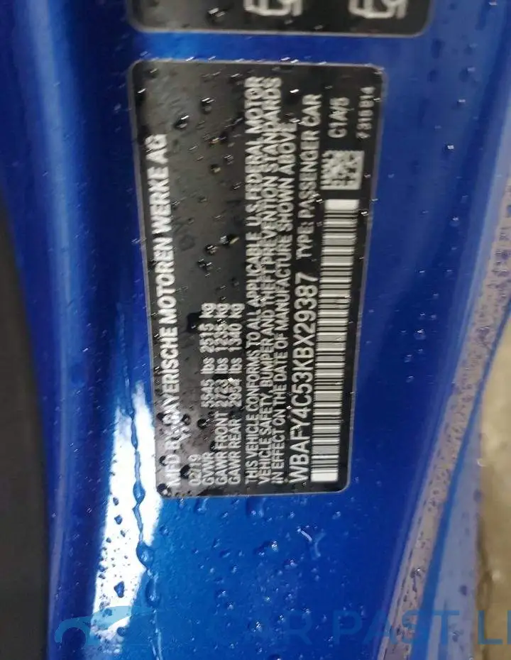 WBAFY4C53KBX29387# 12